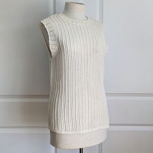 rag & bone Riley Tank Top Open Knit Semi Sheer Sleeveless Pullover Ivory S NWT